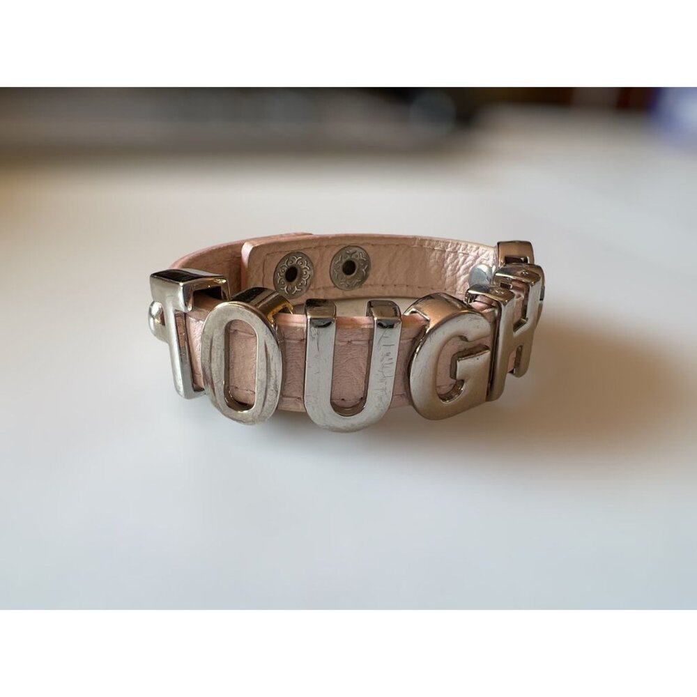 BCB Generation Light Pink Leather TOUGH <3 Bracelet with Snap Closure